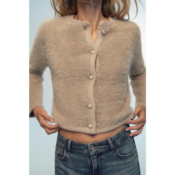 RARE!!! ZARA Faux Fur Cardigan NWT - Picture 4 of 9